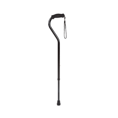 Cane shown  with grip handle, hoop and rubber foot